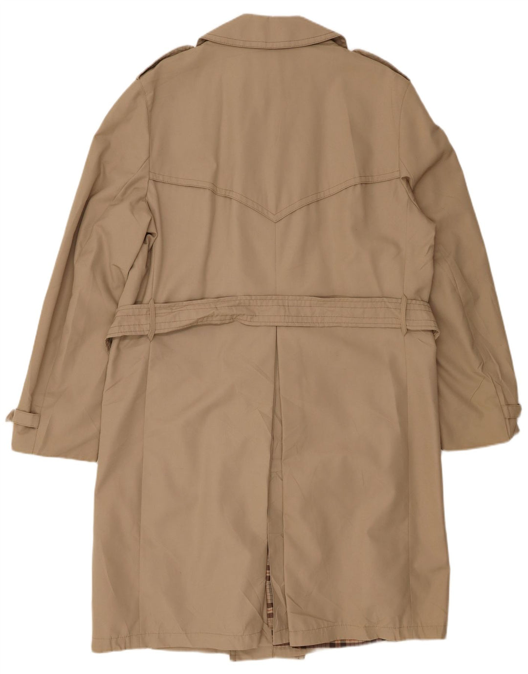 VINTAGE Trench Coat Homme UK 40 Grand Polyester Beige