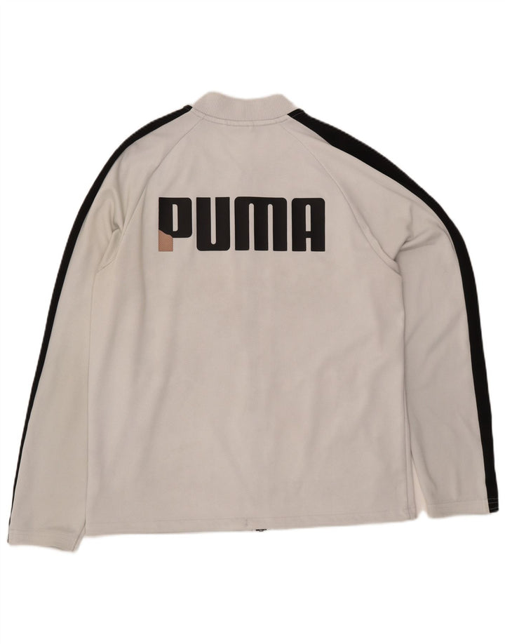 Puma Veste de survêtement graphique pour hommes, grand, blanc, polyester