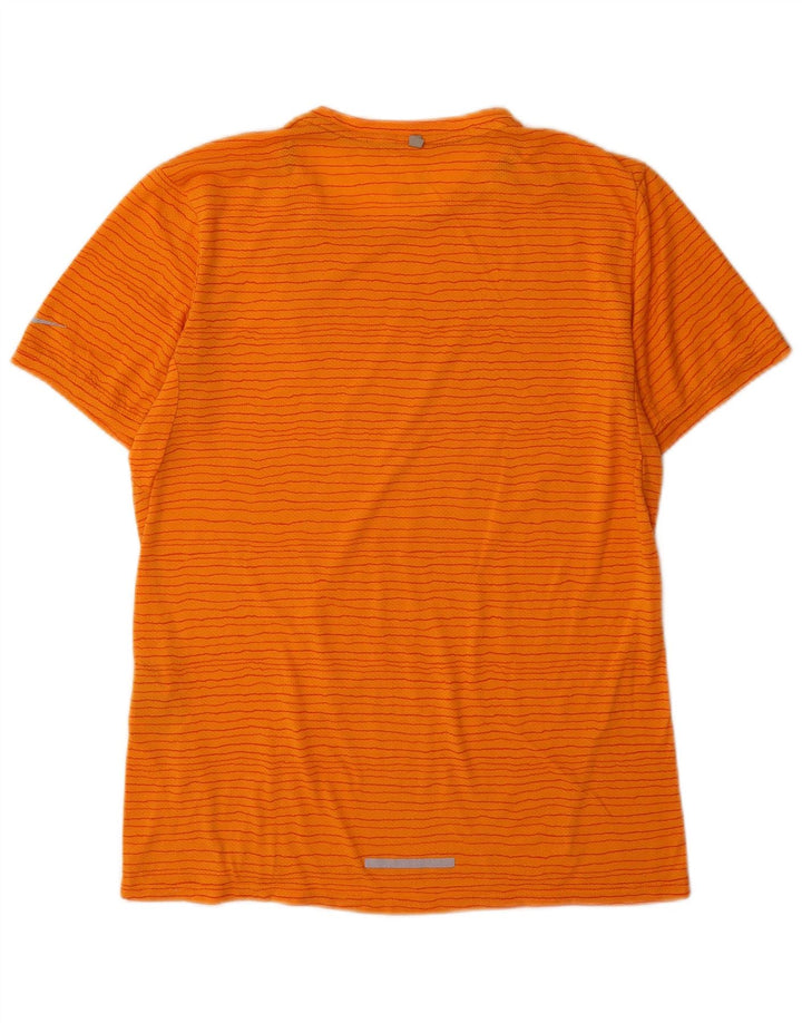 Nike T-shirt Dri Fit pour homme en polyester à fines rayures orange moyen