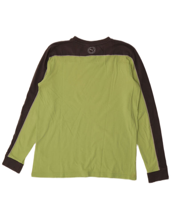 Puma Haut à manches longues pour homme en coton color block vert moyen