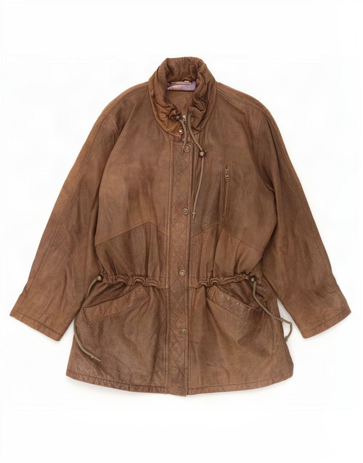 manteau en cuir femme vintage EU 40 Brun moyen