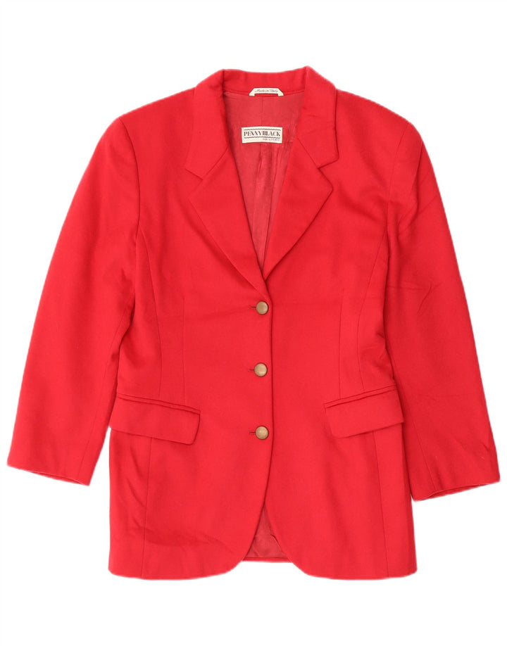 Penny Black Veste Blazer 3 Boutons Femme UK 12 Laine Rouge Moyen