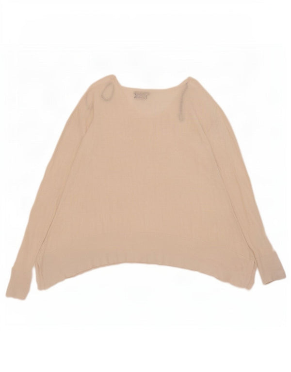 Massimo Dutti Pull court à col en V pour femme UK 16 Large en soie blanc cassé