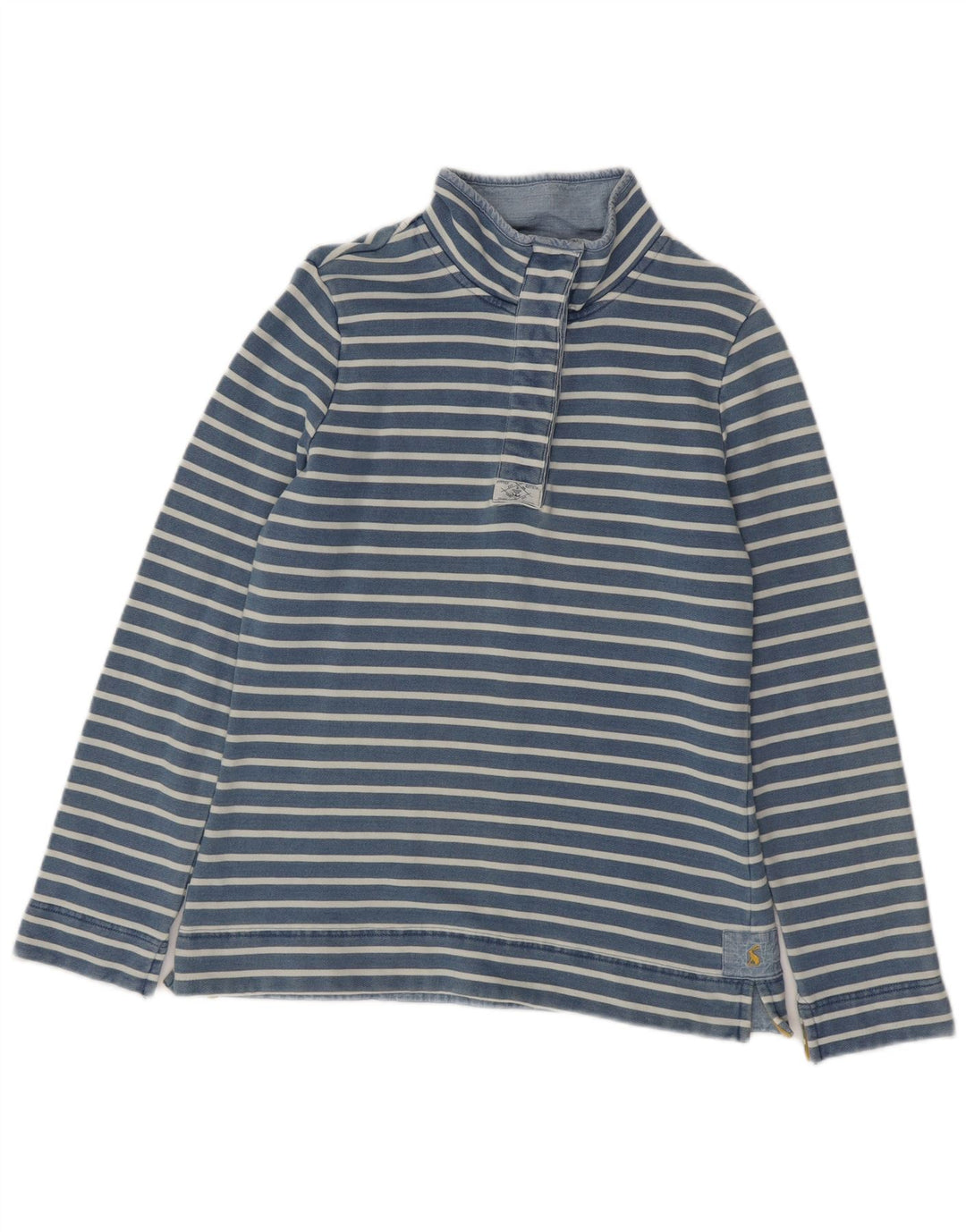 JOULES Sweat-shirt à col boutonné pour femme UK 12 Bleu moyen rayé