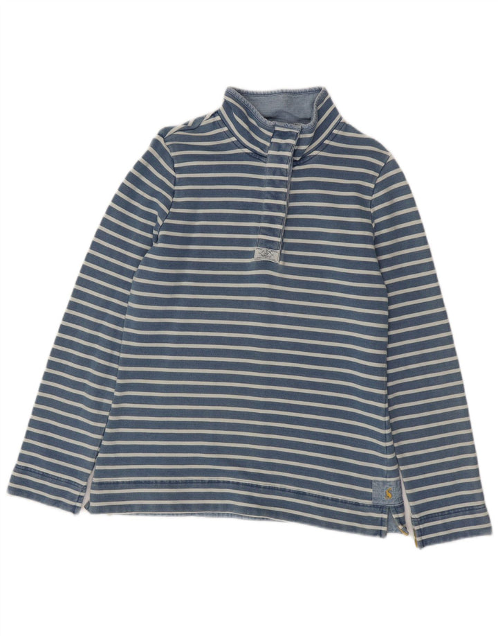 JOULES Sweat-shirt à col boutonné pour femme UK 12 Bleu moyen rayé