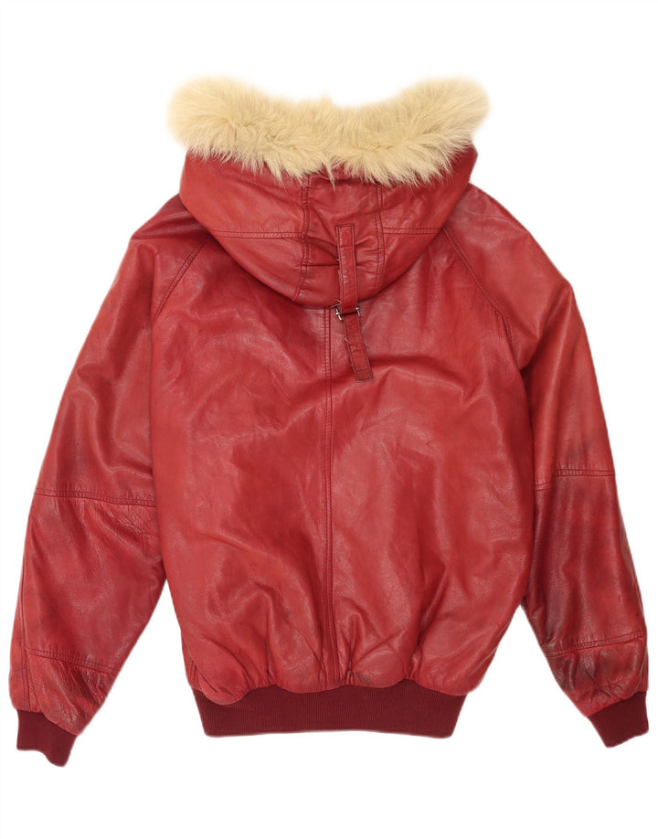 Charles Chevignon Veste en cuir à capuche pour homme UK 38 Bordeaux moyen