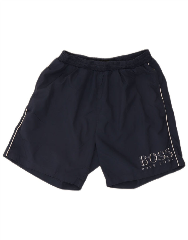 Hugo Boss Short de sport graphique pour homme Petit bleu marine Polyester