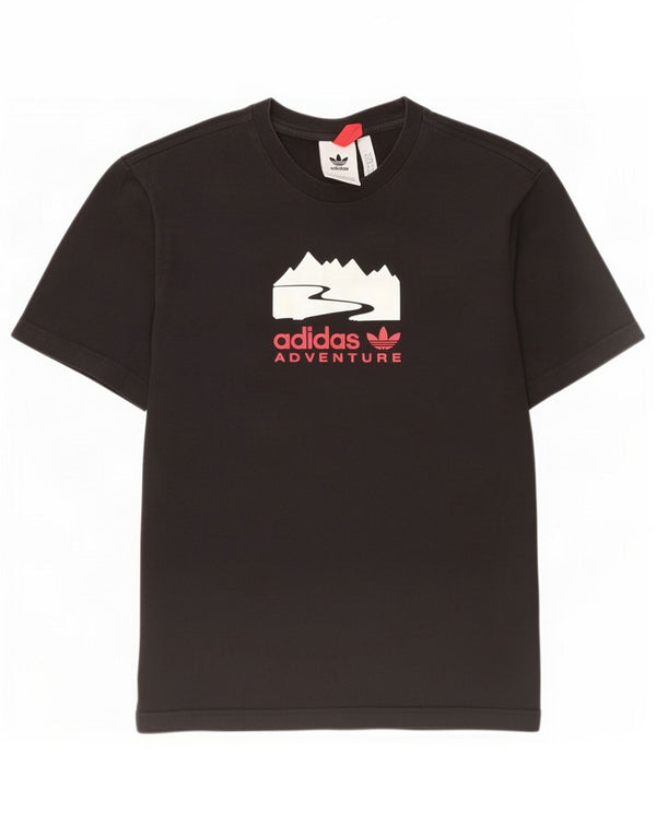 Adidas T-shirt graphique pour hommes, petit haut en coton noir