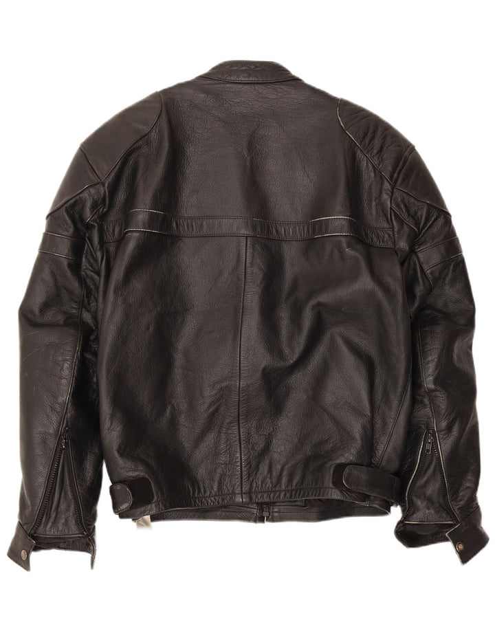 VINTAGE Veste Racer en cuir homme UK 40 Grand cuir noir