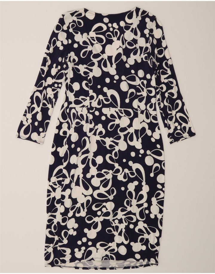 Phase Eight Robe fourreau à motif abstrait pour femme UK 12 Bleu marine moyen