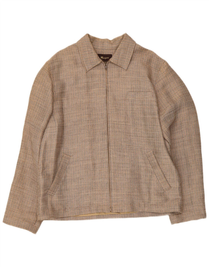 Monsoon Veste Bomber Homme UK 40 Grand Carreau Beige