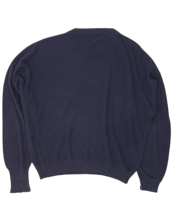 vintage Homme Col Bateau Pull Pull XL Bleu Marine