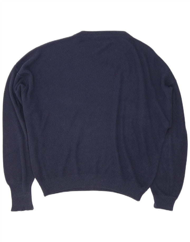 vintage Homme Col Bateau Pull Pull XL Bleu Marine