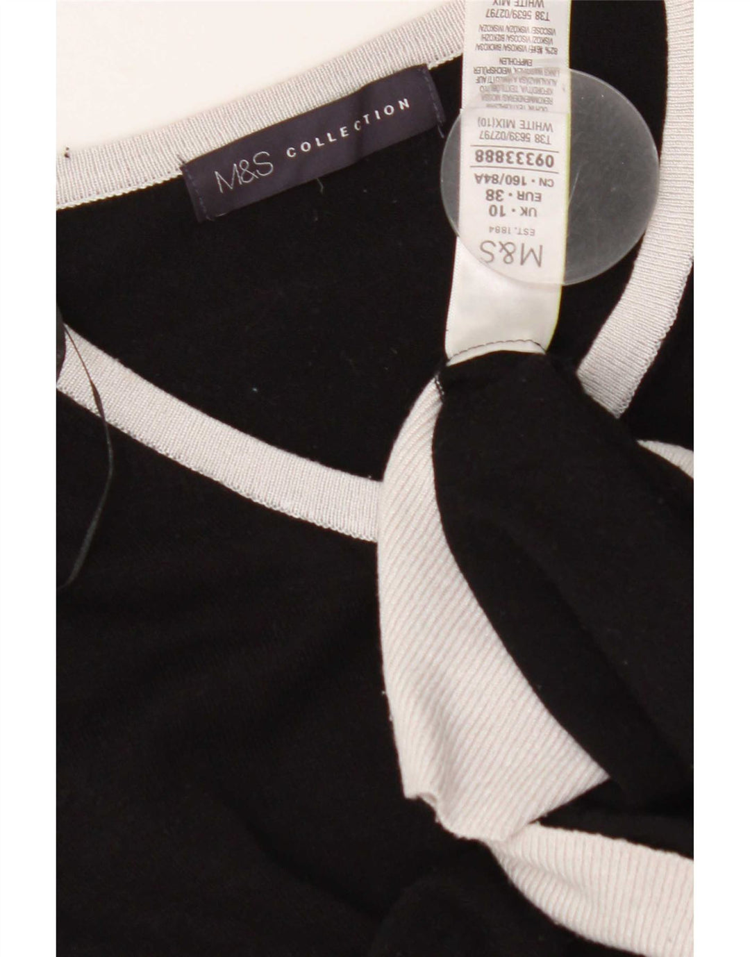 Marks & Spencer Pull Cardigan pour Femme UK 10 Petit Noir Colorblock