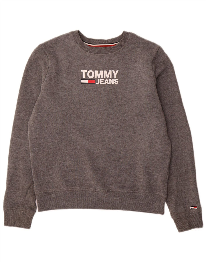 TOMMY HILFIGER Sweat-shirt graphique surdimensionné pour femme UK 6 XS Gris