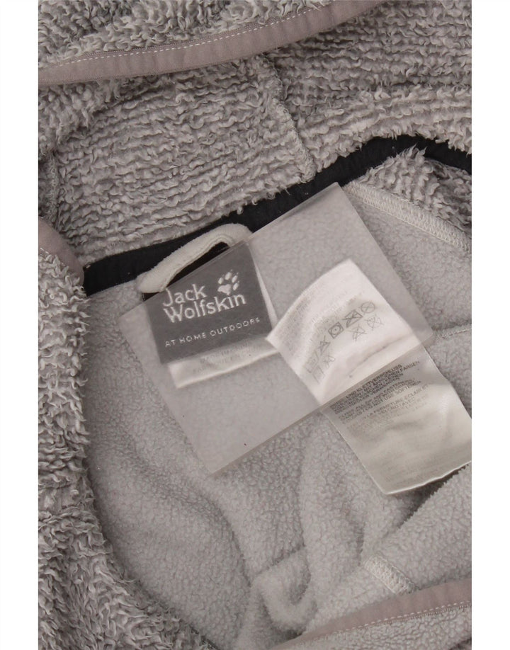 Jack Wolfskin Veste polaire à capuche pour femme UK 12 Gris moyen Polyester