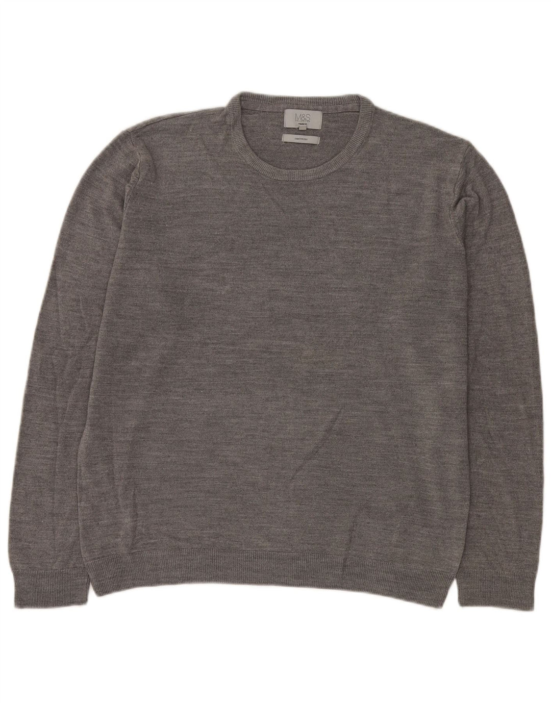 Marks & Spencer Pull col rond coupe classique pour homme XL Gris Acrylique