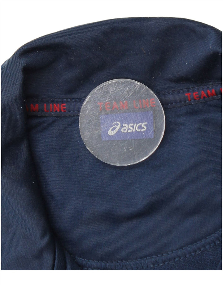 Asics Veste de survêtement pour homme Petit Bleu Marine Colorblock Polyester