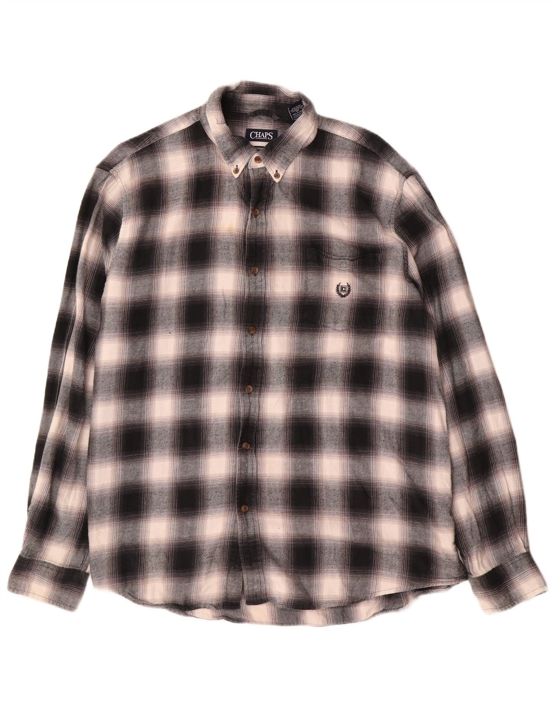 Chaps Chemise en flanelle pour homme 2XL Gris à carreaux en coton