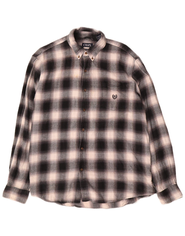 Chaps Chemise en flanelle pour homme 2XL Gris à carreaux en coton