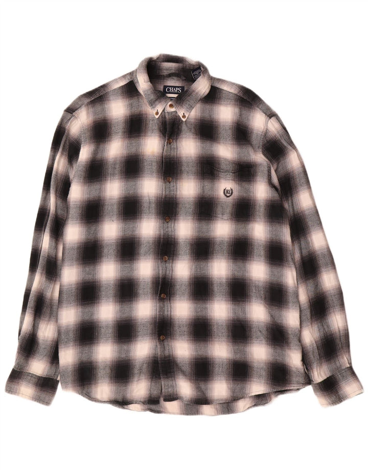 Chaps Chemise en flanelle pour homme 2XL Gris à carreaux en coton
