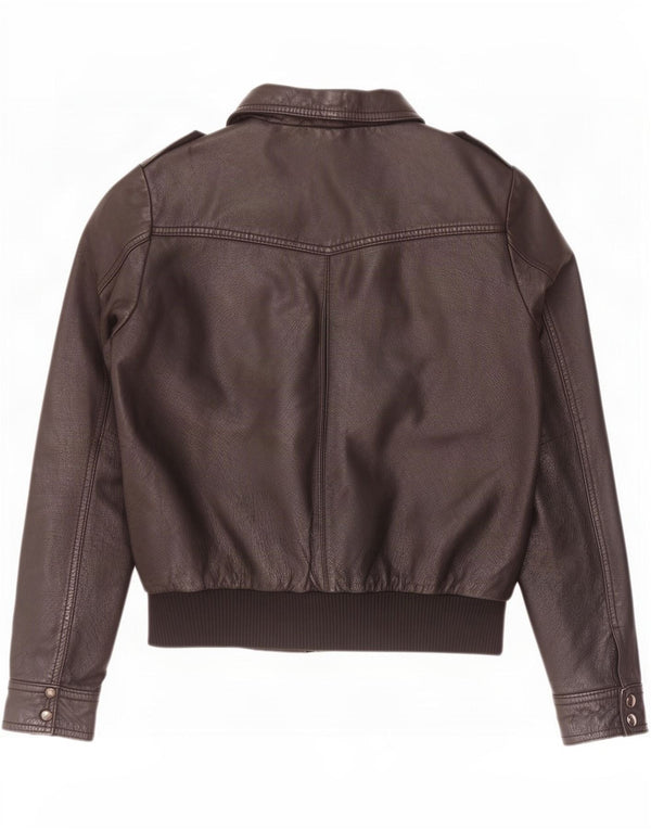 H&M Veste en cuir militaire pour femme UK 14 Medium Noir