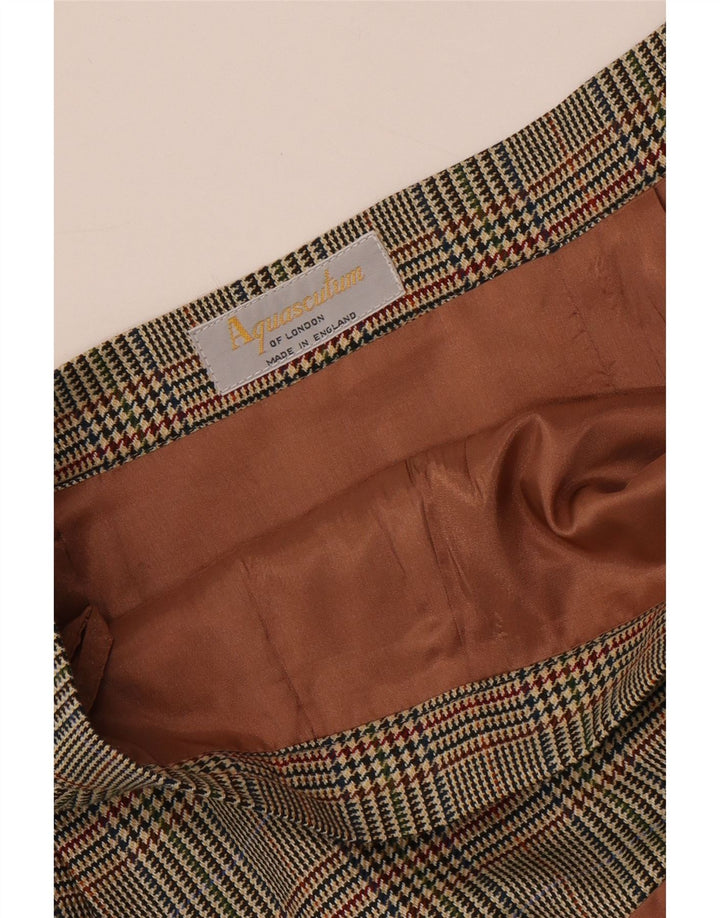 Aquascutum Jupe Droite Femme W32 Grand Pied De Poule Marron