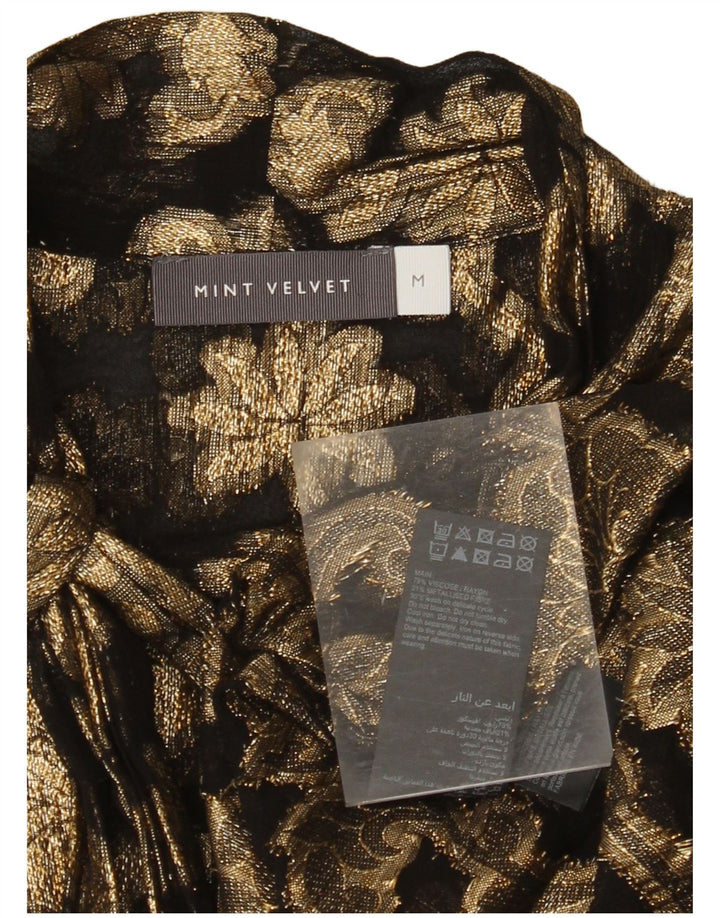 MINT VELVET Chemisier chemise à nouer sur le devant pour femme UK 14 Viscose florale dorée moyenne