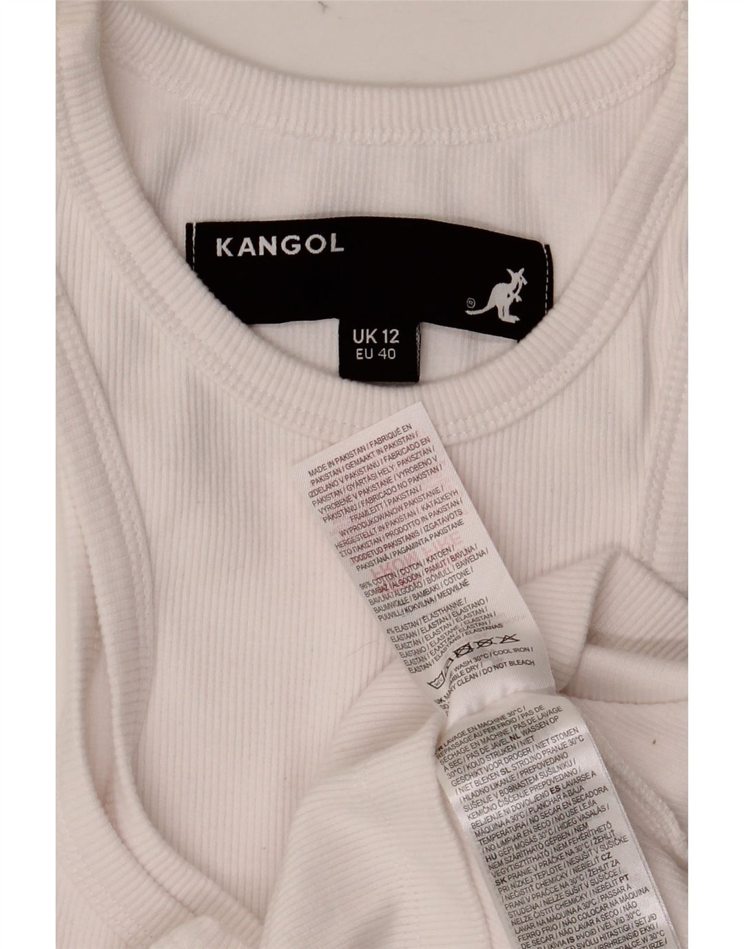 KANGOL Débardeur court pour femme UK 12 en coton blanc moyen