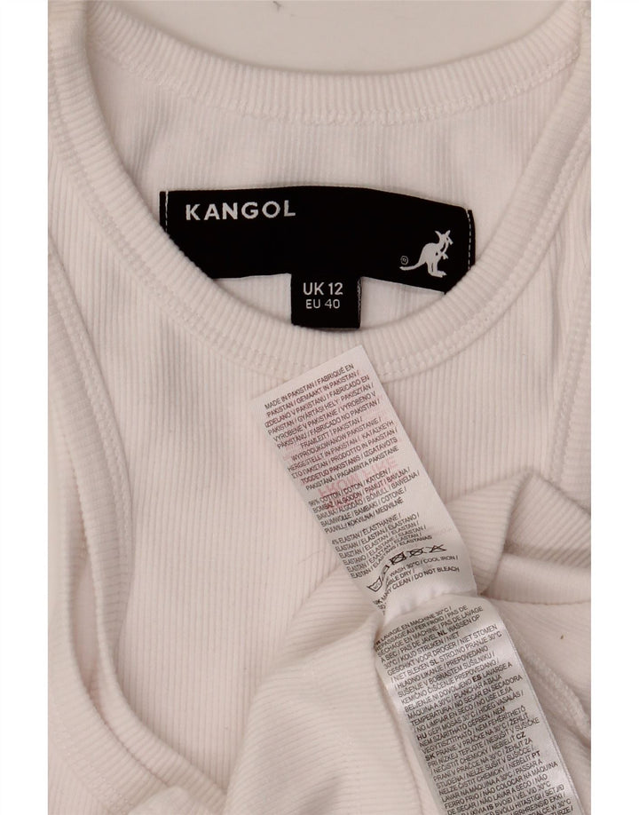 KANGOL Débardeur court pour femme UK 12 en coton blanc moyen