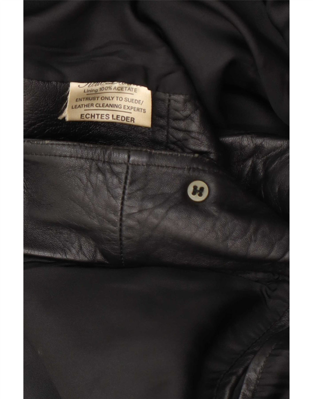 vintage Homme 2 Boutons Veste Blazer En Cuir UK 38 Moyen Noir