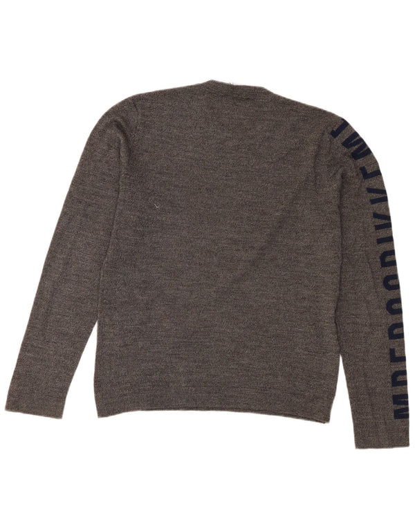Bikkembergs Pull Graphique Ras du Cou Homme Gris Moyen Acrylique
