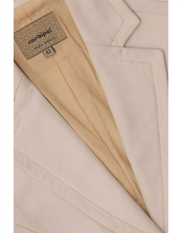 Conbipel Veste Blazer En Cuir À 2 Boutons Pour Femme IT 42 Blanc Moyen