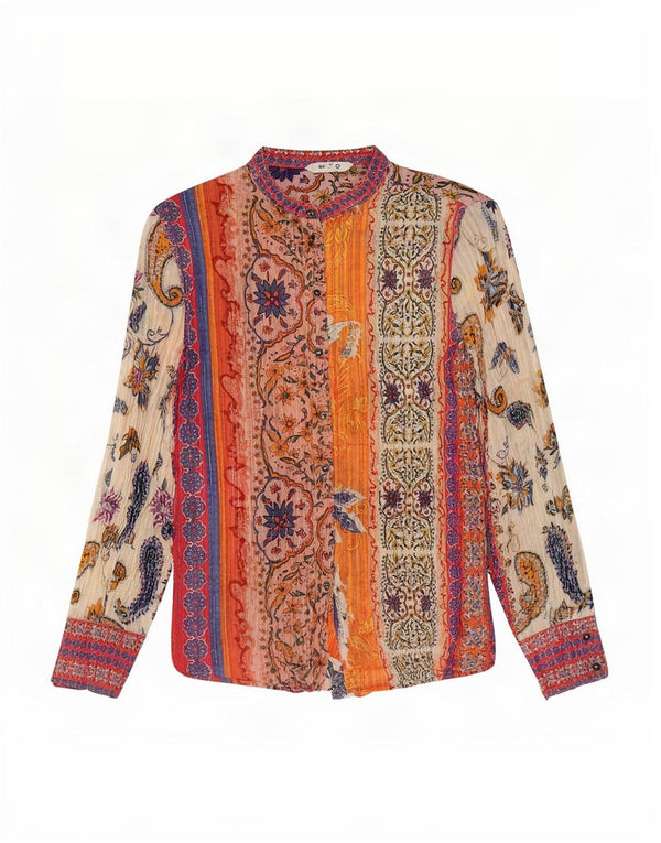 Desigual Chemise Chemisier UK 12 Medium Multicolore Paisley Coton Femme