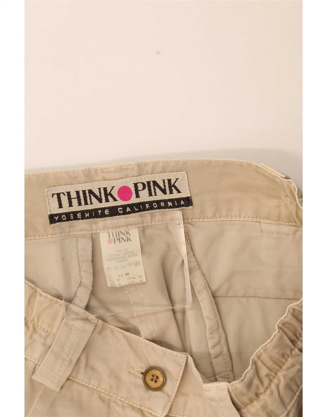 Think Pink Short Cargo Femme IT 42 Moyen W28 Coton Beige