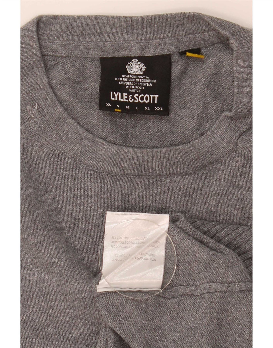 Lyle & Scott Pull à col rond pour homme Petit gris chiné en coton