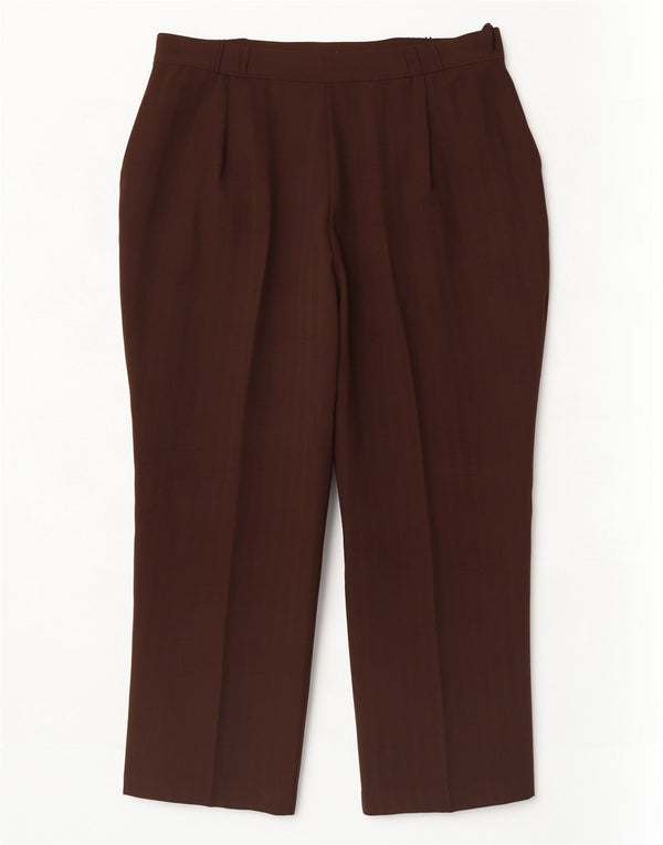 Marks & Spencer Pantalon décontracté pour femme UK 16 Large W34 L26 Marron rayé