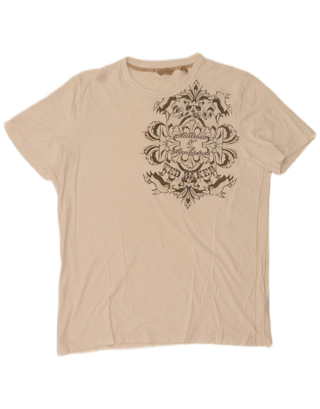 Ted Baker T-shirt graphique pour hommes Taille 3 Coton blanc moyen