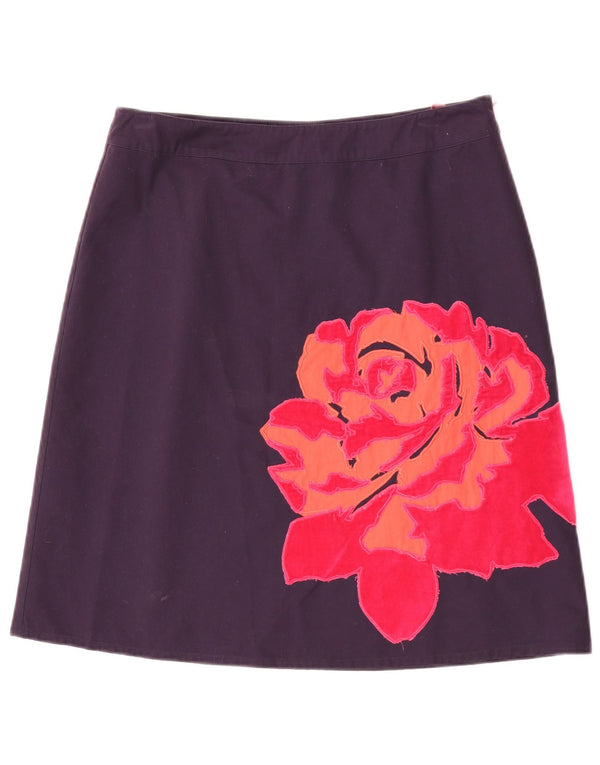 Jupe trapèze Boden pour femme UK 44 Large W32 Coton fleuri violet
