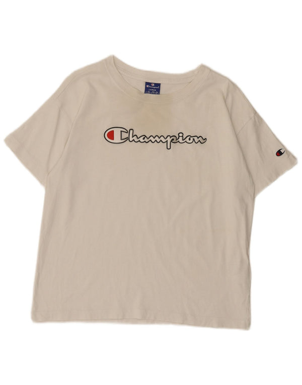 Champion T-shirt graphique pour femme UK 14 Large Blanc Coton