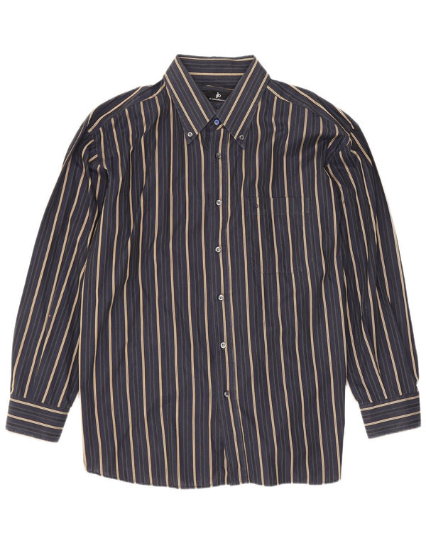 Roccobarocco Chemise coupe classique pour homme Taille 17 1/2 44 XL Bleu marine rayé