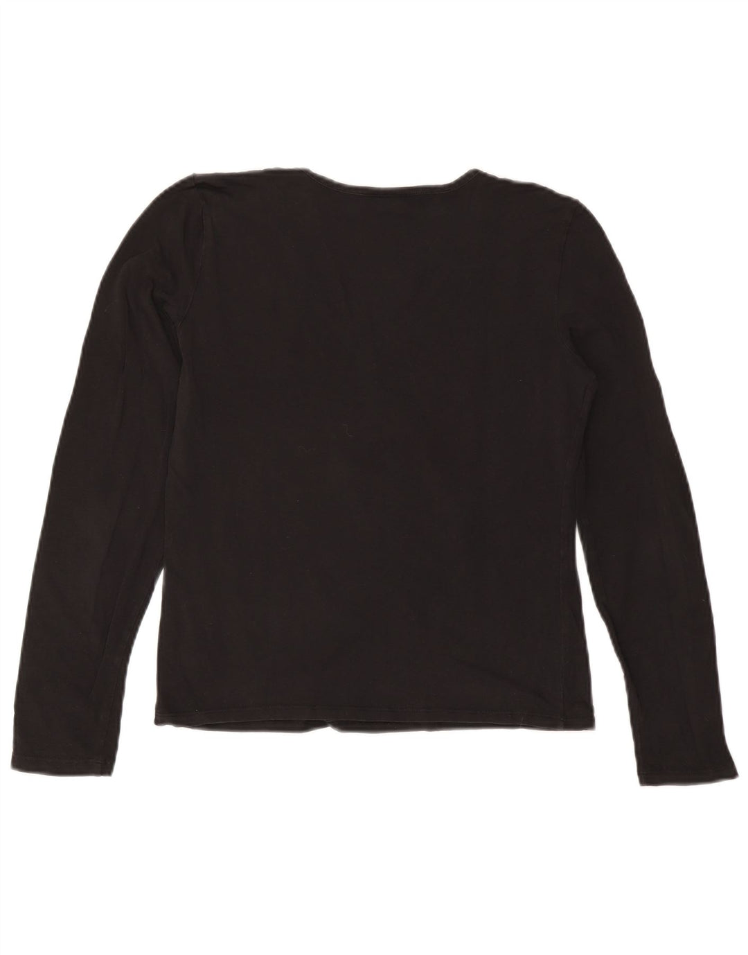 TRUSSARDI JEANS Haut court graphique à manches longues pour femme UK 14 Large Noir