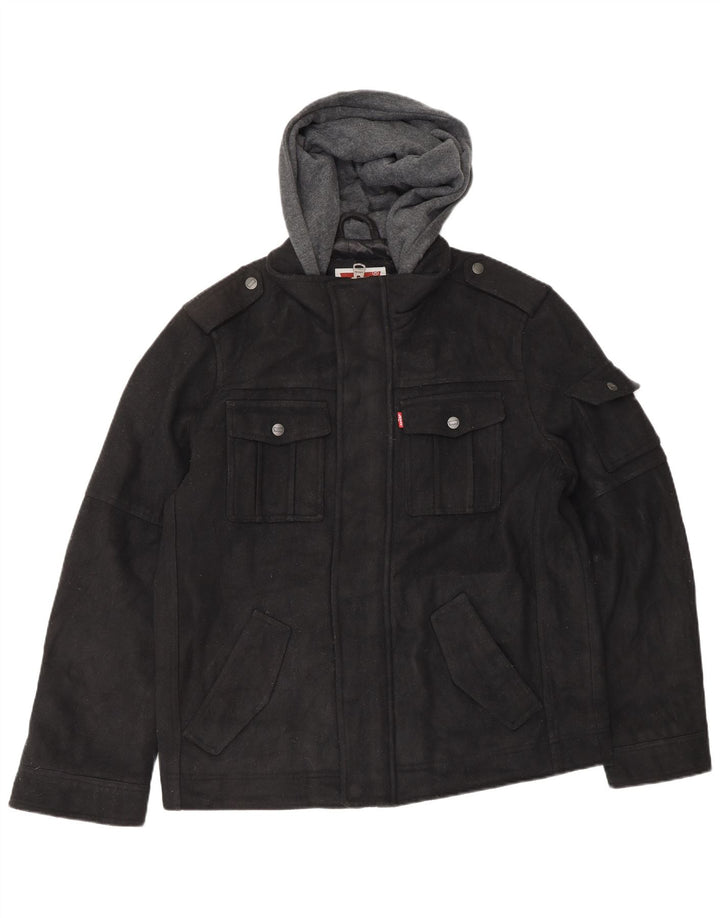 LEVI'S Veste coupe-vent militaire à capuche pour homme UK 38 Medium Noir