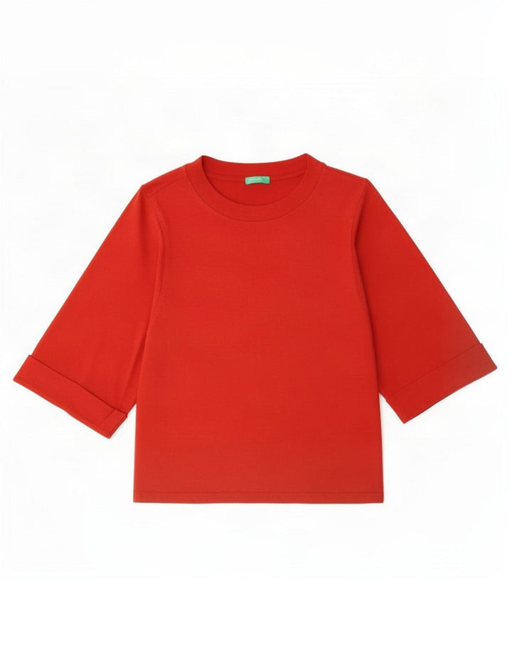 Benetton Haut à manches 3/4 pour femme UK 14 Rouge moyen