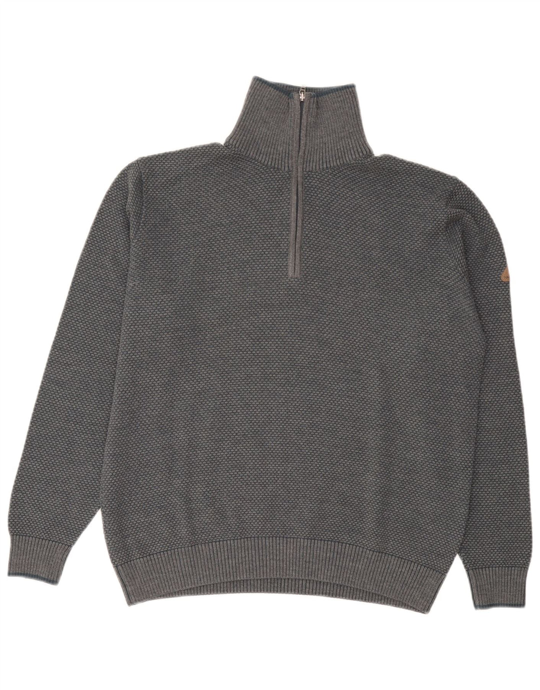 Navigare Pull à col zippé pour homme en laine grise
