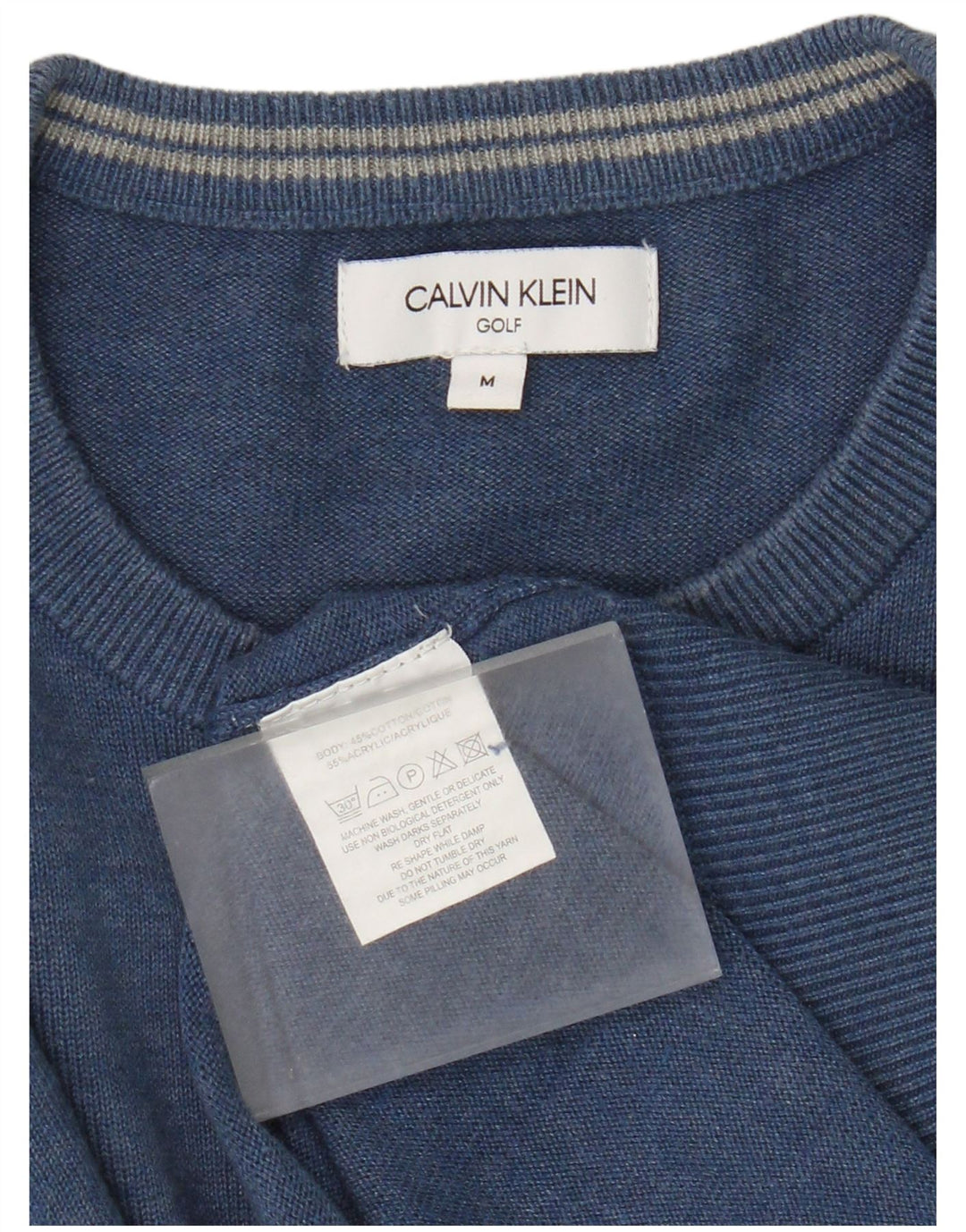 Calvin Klein Pull à col rond pour homme en coton bleu moyen