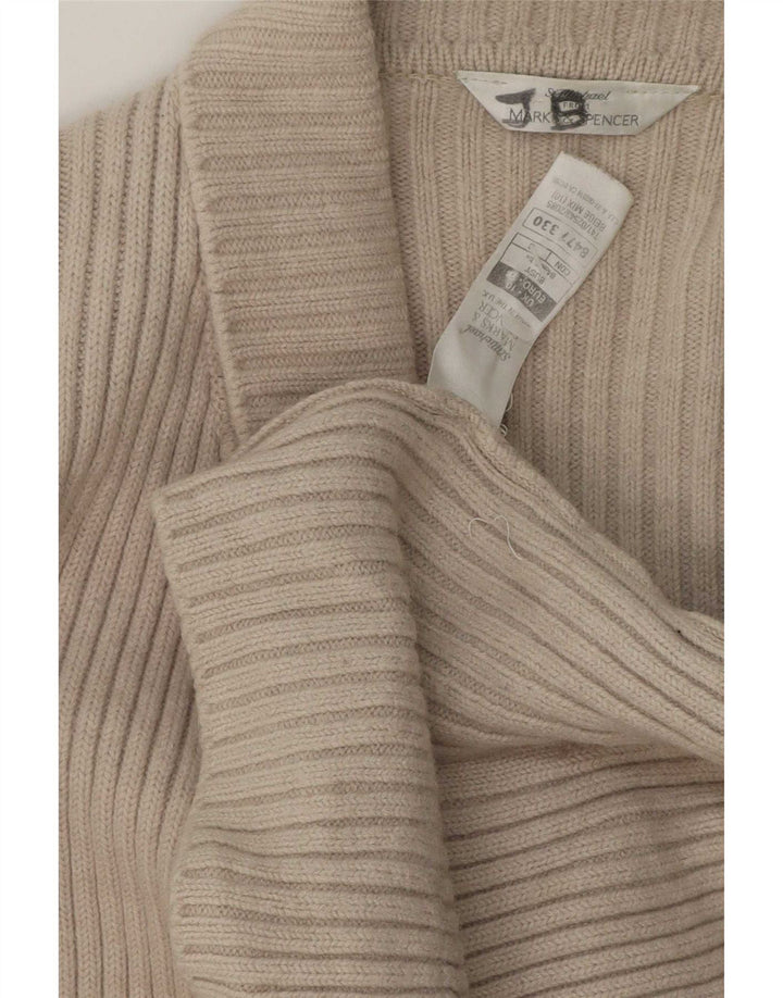 Marks & Spencer Pull Cardigan Femme UK 10 Petite Laine Beige
