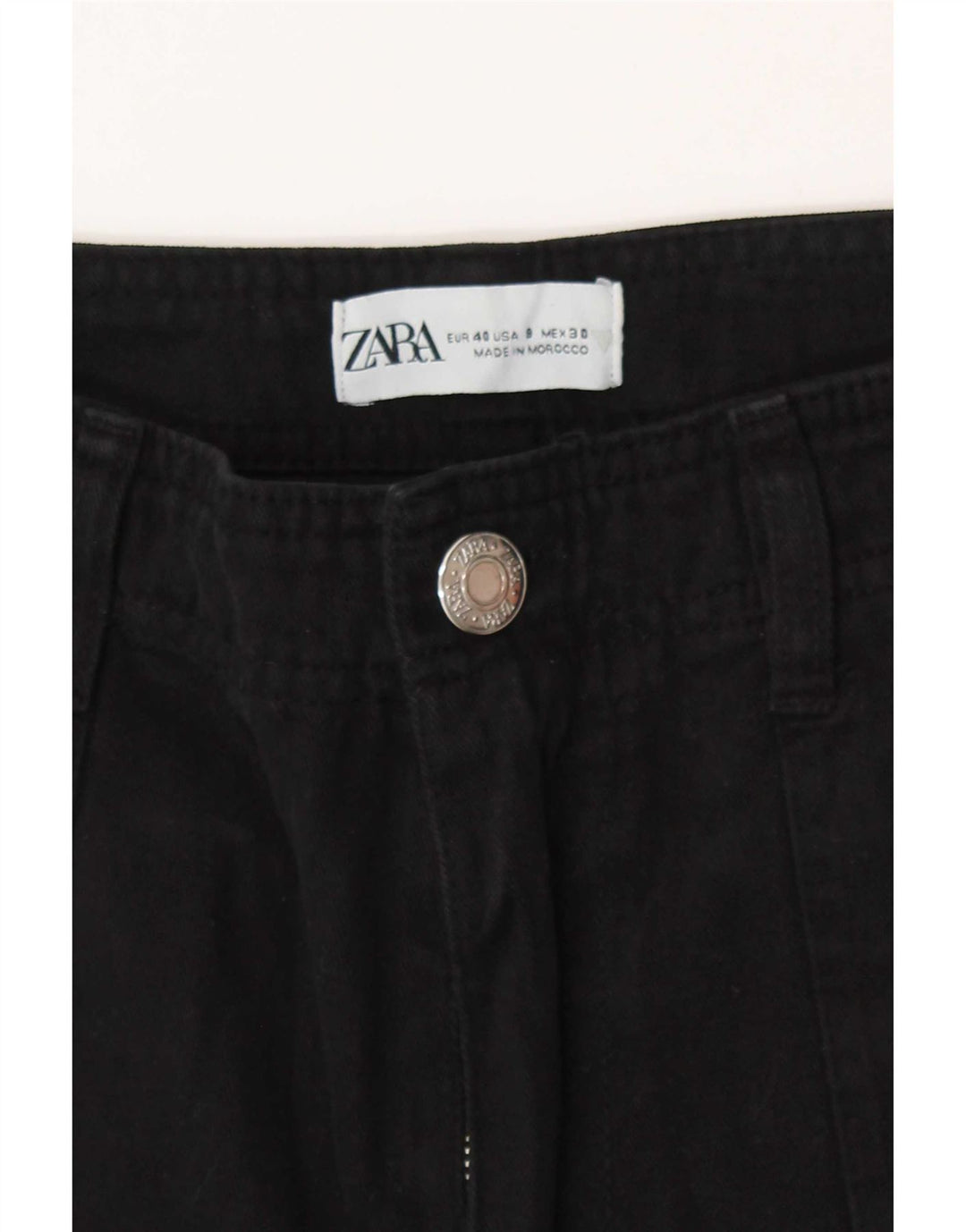 Zara Pantalon cargo droit pour femme EU 40 Medium W30 L30 Noir