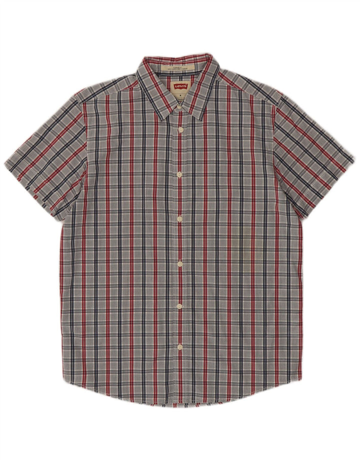 Levi's Chemise à Manches Courtes Coupe Standard Homme Bleu Moyen Carreaux Coton