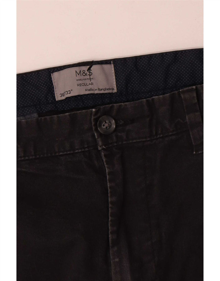 Marks & Spencer Pantalon chino coupe classique pour homme W36 L30 Noir Coton